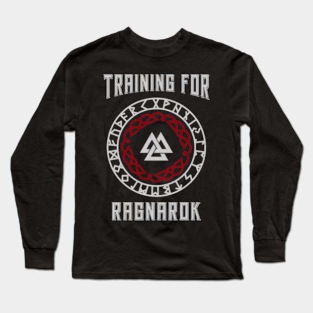 Training For Ragnarok Viking Fitness Bodybuilding Long Sleeve T-Shirt by PlimPlom